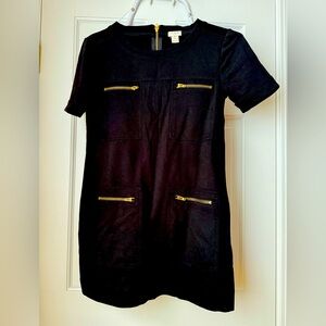 J Crew black dress with zippered pockets. Classic and excellent condition.